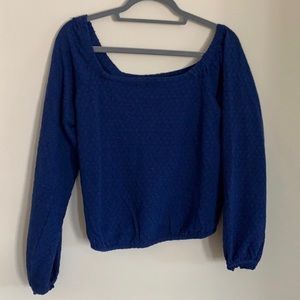 Free People Royal Blue Off-Shoulder Crop Top